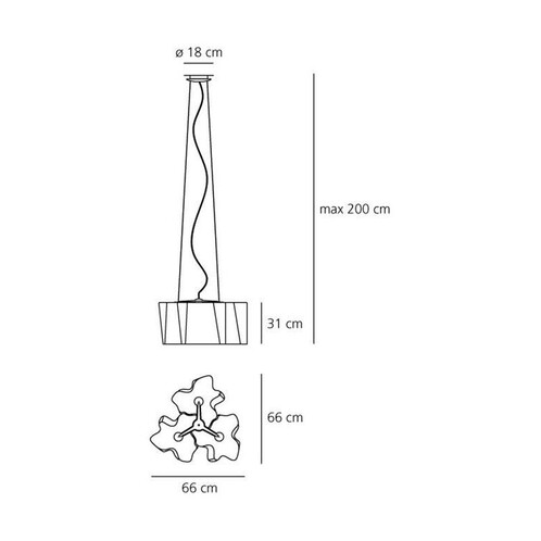 Artemide - Logico Sospensione 3x120° Pendelleuchte - Strichzeichnung