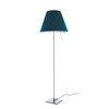 Luceplan - Costanza Terra Floor Lamp Telescope/Dimmer - petroleum blue/brushed/frame aluminium/foot 18cmx18cm