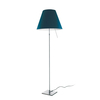 Luceplan - Costanza Terra Floor Lamp Telescope/Dimmer - petroleum blue/brushed/frame aluminium/foot 18cmx18cm