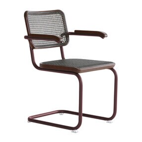 Thonet - S 64 V Freischwinger Armlehnstuhl mit Rohrgeflecht Dark Melange