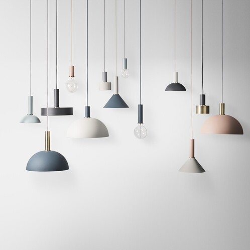 ferm LIVING - Disc Shade Lampenschirm - grau/pulverbeschichtet/innen weiß / H 7cm/Ø 12cm/Einzelstück - nur einmal verfügbar!