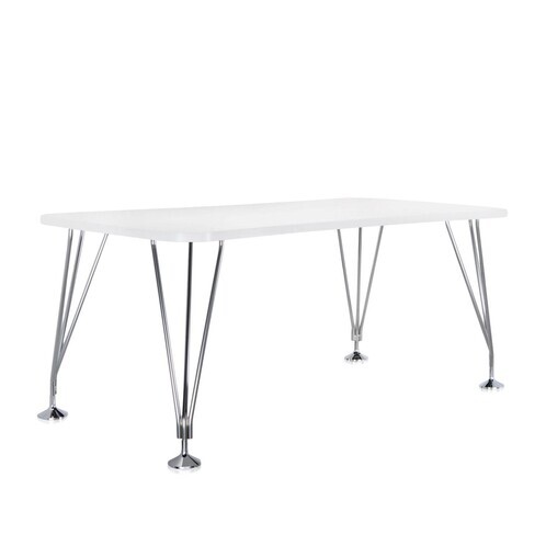 Kartell - Max Table 160x80cm - zinc white/frame chromed steel/with fixed feet