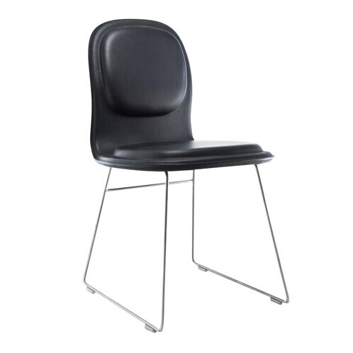 Cappellini - Hi Pad - Chaise - noir/cuir/piètement en métal satin - dessin au trait