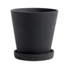HAY - HAY Flowerpot With Saucer Set Of 2 - black/2 flowerpots and 2 saucers/Ø14cm