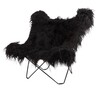 cuero - Iceland Mariposa Butterfly Chair Sessel - schwarz/Island Lammfell Wild Black/Gestell schwarz