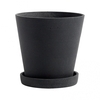 HAY - HAY Blumentopf mit Untersetzer 2er Set - schwarz/2 Blumentöpfe und 2 Untersetzer/Ø14cm