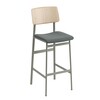 Muuto - Loft Bar Stool Upholstered 75cm  - dusty green/oak/seating fabric Steelcut Trio 966/WxHxD 42,5x108,5x49cm/base: powder coated steel