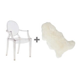 Kartell - Chaise avec accoudoirs + peau Set promo Louis Ghost