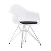 Vitra - Eames Plastic Armchair DAR capitonnée H43cm - blanc/gris foncé/rembourrage de l'assise Hopsak/Structure chrome façon Tour Eiffel/hauteur nouvelle