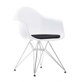 Vitra - Chaise Eames Plastic DAR rembourré structure chromé