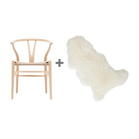 Carl Hansen - Aktionsset CH24 Wishbone Chair mit Fell