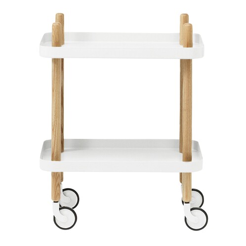 Normann Copenhagen - Block Beistelltisch/Servierwagen - weiß/Gestell Esche