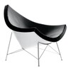 Vitra - Coconut Chair Nelson - Fauteuil - schaal wit/bekleding leder zwart/met viltgeleiders
