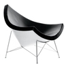 Vitra - Coconut Chair Nelson Sessel - Schale weiß/Bezug Leder schwarz/mit Filzgleitern