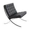 Knoll International - Barcelona - Chauffeuse - noir/structure chromée/cuir qualité Velluto Pelle