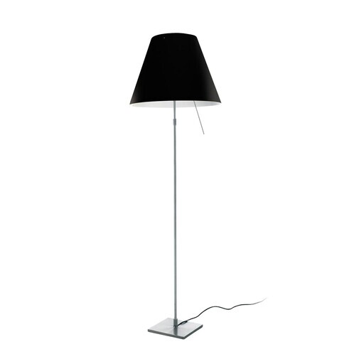 Luceplan - Costanza Terra - Lampadaire téléscopique/dimmer - noir réglisse/brossé/structure aluminium/pied 18cmx18cm