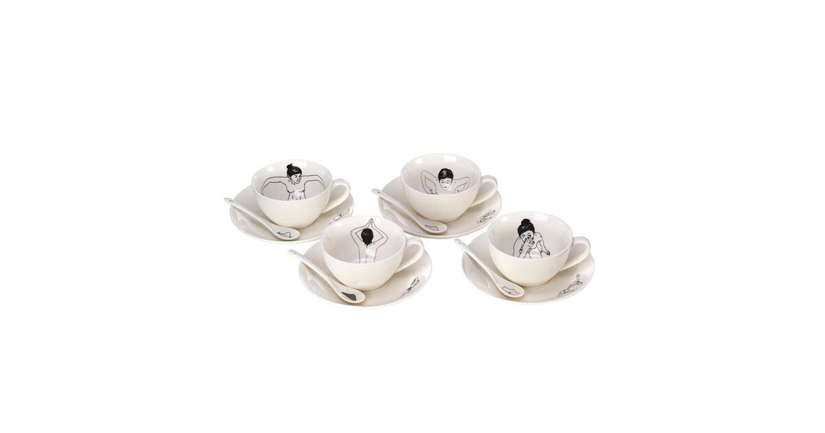 POLSPOTTEN Undressed Tasse mit Untertasse 4er Set
