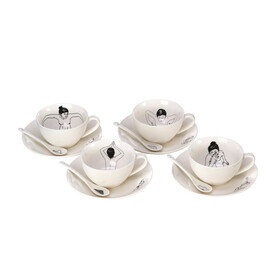 POLSPOTTEN - Undressed Tasse mit Untertasse 4er Set