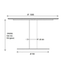 Gubi - 2.0 Dining Table Tisch Gestell schwarz Ø130cm - Strichzeichnung