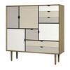 Andersen Furniture - Andersen Furniture - S3 commode coloré - blanc argent/ beige/gris métallique/chêne huilé/L130 x P43 x H132 cm