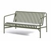 Grüne HAY Palissade Gartenbank aus Metall mit modernem Design und Sitzkissen auf weißem Hintergrund. - Palissade Sitzkissen 118,5x54.5cm