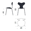 Fritz Hansen - Grand Prix - Chaise 46.5cm - dessin au trait