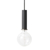 ferm LIVING - Socket Pendant High Pendelleuchte - schwarz/pulverbeschichtet/Baldachin schwarz/Stoffkabel schwarz/H 17cm/Ø 7.5cm/50Hz