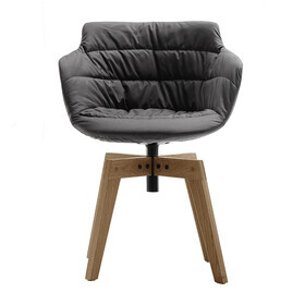 MDF Italia - Flow Slim Armchair With Oak Legs Upholstered