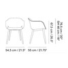 Muuto - Fiber Chair - Armleunstoel houten onderstel - Strichzeichnung