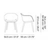 Muuto - Fiber Chair - Fauteuil avec piètement en bois - dessin au trait