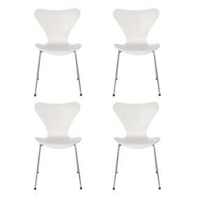 Fritz Hansen - Serie 7™ Stuhl gefärbte Esche Gestell Verchromt 4er Set