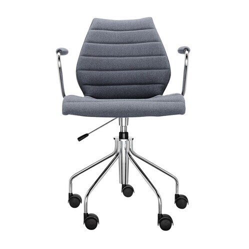 Kartell - Maui Soft Bürostuhl mit Armlehnen - grau/Stoff Trevira/höhenverstellbar 49 - 57cm/mit Gasdruckfeder
