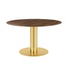 Gubi - 2.0 Dining Table Tisch Gestell Messing Ø130cm - Walnuss/Tischplatte Walnuss/H 72,5cm, Ø 130cm/Gestell Messing
