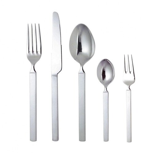 Alessi - Dry Besteckgarnitur 30tlg. - edelstahl/matt/6 Tafellöffel/6 Tafelgabeln/6 Tafelmesser/6 Kaffeelöffel/6 Kuchengabeln