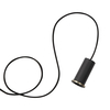 ferm LIVING - Socket Pendant Low Pendelleuchte - schwarz/pulverbeschichtet/Baldachin schwarz/Stoffkabel schwarz/H 10cm/Ø 7.5cm/50Hz