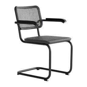 Thonet - S 64 V sledestoel met armleuningen met vlechtwerk Dark Melange