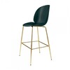Gubi - Beetle Bar Chair - Barkruk messing 118cm - groen/zetel polypropyleen kunststof/BxHxD 56x118x58cm/messing frame