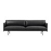 Muuto - Outline Sofa 3 Sitzer - schwarz/Leder schwarz/BxHxT 220x69.5x84cm/Gestell Aluminium schwarz: pulverbeschichtet