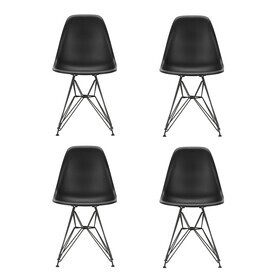 Vitra - Set de 4 chaises Eames Plastic DSR RE structure noire