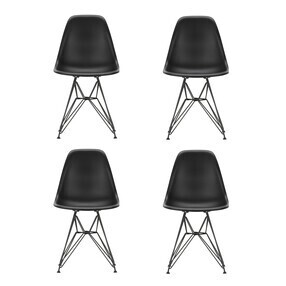 Vitra - Eames Plastic Side Chair DSR RE onderstel zwart set van 4