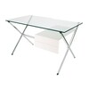 Knoll International - Albini - Bureau - chêne blanc laqué/transparent/2 tiroirs/PxHxP 122x70x67cm/structure chromé brillant