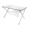 Knoll International - Albini Desk - white lacquered oak/transparent/2 drawers/WxHxD 122x70x67cm/frame high-gloss chrome-plated