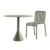 HAY Palissade Kollektion, moderner olivgrüner Metalltisch und Stuhl, elegantes Outdoor-Möbeldesign. - Palissade Cone Gartentisch Ø90cm