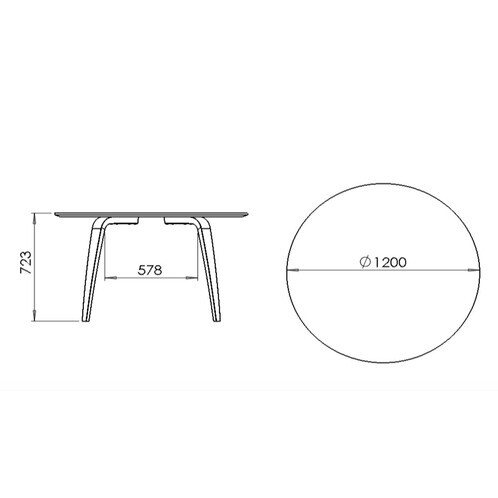 Gubi - Gubi Dining Table Round - line drawing