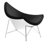 Vitra - Coconut Chair Nelson Sessel - Schale weiß/Bezug Stoff Hopsak schwarz/mit Filzgleitern