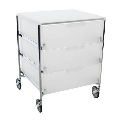 Kartell - Mobil 3 - glace/semi opaque/structure chrome/avec roulettes
