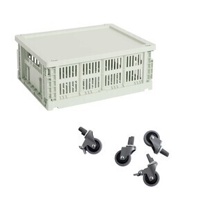 HAY - Colour Crate mand gerecycled M met deksel en wieltjes