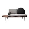 Petite Friture - Grid - Daybed 187x86x72cm - grijs/zwart/stof Steelcut Trio 2 133 & leder/opslag links van walnoot/onderstel zwart/frame walnoot zwart