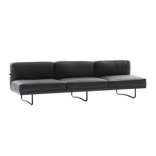 Cassina - Le Corbusier LC5 3-Sitzer Sofa 256x78cm - noir grafite/cuir LCX 13X414/piètement noir mat