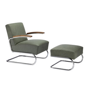 Thonet - S 411 Sessel mit Hocker Leder